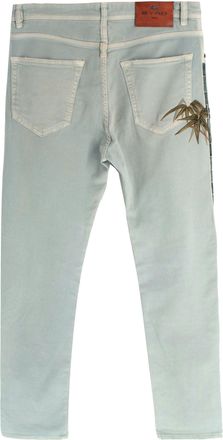 Etro Washed Blue Palm Tree Embroidered Jeans Size 30