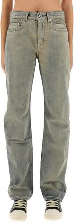 Rick Owens Grey Straight Mid Rise Jeans