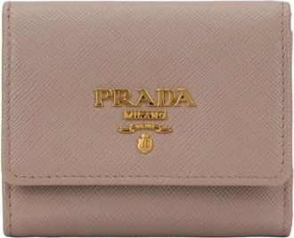 Prada Luxe Leren Kaarthouder met Muntvakje - Dames - Portefeuilles - Roze - ONE Size - Leer - Accessoires