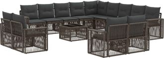 vidaXL Conjunto De Sof&aacute;s De Jard&iacute;n 14 Uds. Gris Y Gris Oscuro Vidaxl
