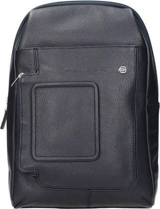 Piquadro Blauwe leren crossbody tas met logo - Dames - Rugzakken - Blauw - ONE Size - Leer - Tassen