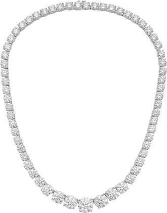 Diana M. Jewels 14kt White Gold 20cts lab grown Round diamond 4 Prong Graduated tennis necklace