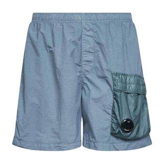 C.P. Company Casual Shorts, male, Blue, Size: XS Micro-Reps Boxy Lens Shorts