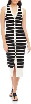 Fifteen Twenty Jenna Stripe Sleeveless Sweater Dress in Black White Stripe at Nordstrom Rack, Size X-Small