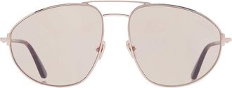 Tom Ford Ken Light Brown Photochromatic Pilot Mens Sunglasses FT1095 28E 60