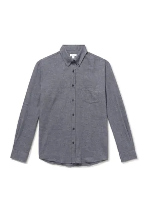 Sunspel Button-Down Collar Cotton-Flannel Shirt