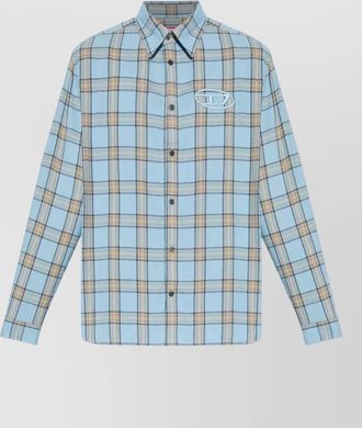 Diesel long sleeves plaid pattern mens shirt