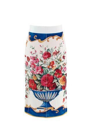 Dolce & Gabbana Dolce& Gabbana Mosaic Print Cream Midi Skirt Size XXS