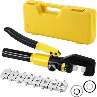 OEM Herramienta De Crimpado Hidr&aacute;ulica De 10 Toneladas - 9 Matrices De Crimpado De 4-70 Mm&sup2; - Dise&ntilde;o Ergon&oacute;mico Para Cables De Bater&iacute;a - Uso Profesional -