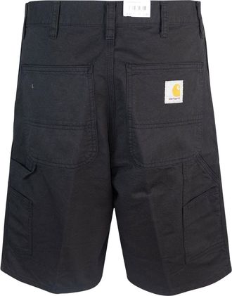 Carhartt Work in Progress Mens Shorts Single Knee Black Cotton Newcomb Drill Bermuda