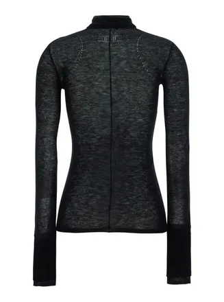 Elisabetta Franchi High-Neck Lightweight Tech Fabric Sweater - Black