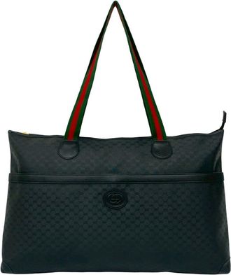 Gucci Black Green Red Color Leather Pvc Tote Bag (Pre-Owned)