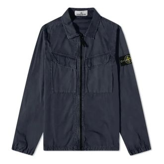 Stone Island Brushed Cotton Canvas Zip Overshirt Navy 7715101WN-V0120