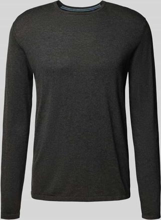 Christian Berg Regular Fit Pullover aus reiner Baumwolle in Strick-Optik in Dunkelgrau Melange, Größe 3XL