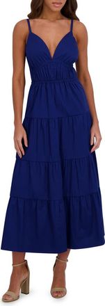 Siena My Balconia Stretch Cotton Tiered Midi Dress in Sapphire at Nordstrom Rack, Size 10