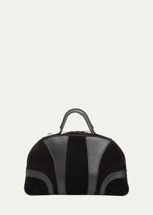 Dries Van Noten Mens Suede and Leather Duffel Crossbody Bag