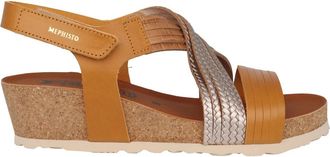 Mephisto Hoogwaardige leren sandaal - Dames - Sleehakken - Bruin - 41 EU - Leer - Schoenen