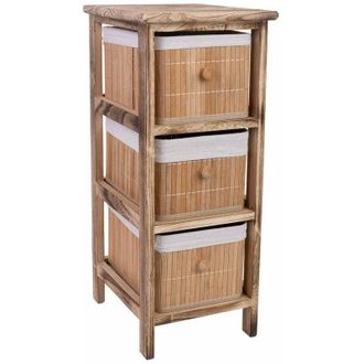 Wanderlust Deco Cajonera De Madera Con 3 Cajones De Bambu Forrados 26x32x63