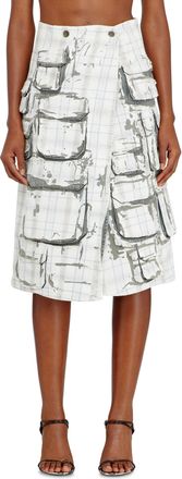 Diesel Denim midi skirt with peel-off effect - Skirts - Woman - Grey
