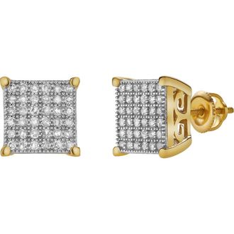 LuvMyJewelry Valindra 10K Yellow Gold Cluster Diamond Unisex Earrings - 0.49 Cts at Nordstrom