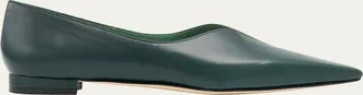 Manolo Blahnik Sonsoles Leather Snip-Toe Ballerina Flats