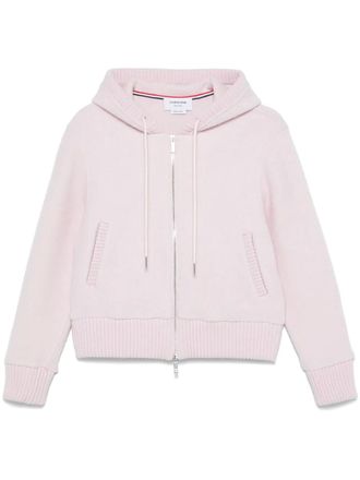 Thom Browne zip-up wool hoodie - women - Wool - 36 - Pink