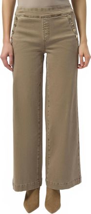 Joseph Ribkoff Classic Wide Leg Pull-On Jeans In Beige