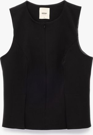 Koton VESTEN Zwarte Mouwloze Vest Ronde Hals Rits