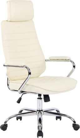 Clp Silla De Oficina Rako De Cuero Aut&eacute;ntico Crema