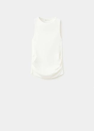 Mango Top dettaglio increspato bianco - Donna - S - MANGO