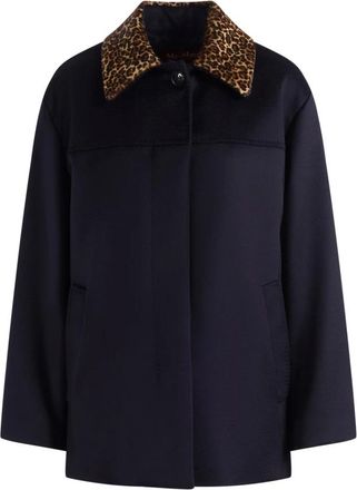 Max Mara Jassen, Dames, Blauw, 2Xs, Single-Breasted Coat
