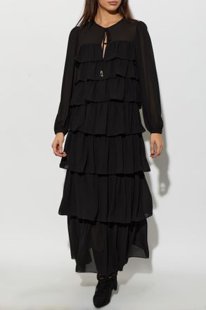 Michael Michael Kors Ruffled Dress, Womens, Black