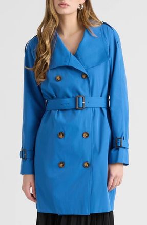 NVLT Belted Double Breasted Trench Coat in Denim Blue at Nordstrom, Size X-Large