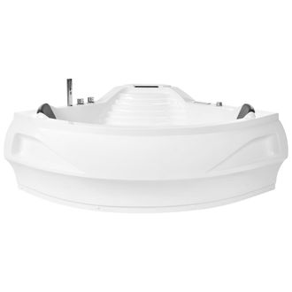 Beliani Beliani - Ba&ntilde;era De Hidromasaje Blanca De Acr&iacute;lico Sanitario Con Led 210 X 145 Cm Moderna Monaco