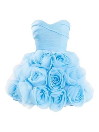 Ana Radu Strapless mini-jurk met roos - Blauw