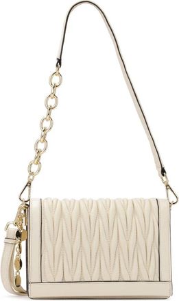 Kazar Leren handtas met decoratieve draperie op de flap Jonna - Dames - Schoudertassen - Beige - ONE Size - Leer - Tassen