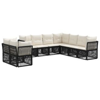 vidaXL Conjunto De Sof&aacute;s De Jard&iacute;n 9 Pcs Negro Rat&aacute;n Sint&eacute;tico Vidaxl