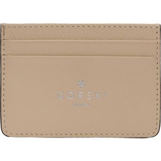 Gorski Leather Card Holder in Beige at Nordstrom