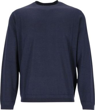 Emporio Armani Trui met ronde hals van scheerwol - Heren - Ronde hals truien - Blauw - M - Wol - Truien & Vesten