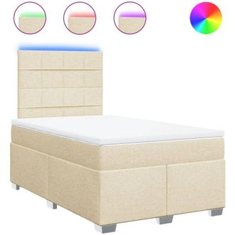 vidaXL Cama Box Spring Con Colch&oacute;n Tela Color Crema 120x200 Cm Vidaxl