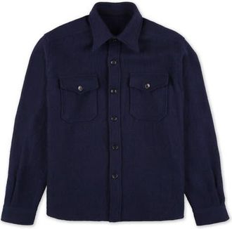 Fortela Kenny Wool Overshirt in Navy Blue at Nordstrom, Size Large
