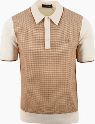 Fred Perry Mens FRED PERRY TONIC WAFFLE KNITTED SHIRT ECRU - Cream - Size: 44