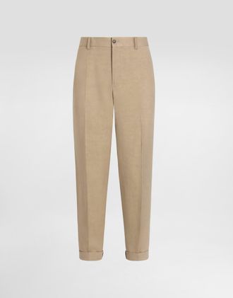 Dolce & Gabbana Linen Trousers - Man Pants And Shorts Beige 52
