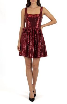Lush Bow Appliqu&eacute; Sequin Minidress in Red at Nordstrom Rack, Size X-Large