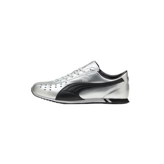 Puma Sneakers, male, Gray, 5 UK, Metallic Silver/Black Trainers with Decorative Perforations