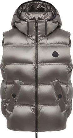 Moncler Moncler Fluidite Hooded Down Vest, Women, Grey, Size: 1