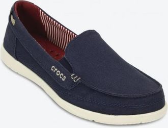 Crocs Walu 14391-48T Loafer Womens Navy Canvas Slip On Casual Shoes KFC100