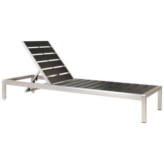 Beliani Beliani - Tumbona De Jard&iacute;n De Metal Negro Plateado Madera Pl&aacute;stica Respaldo Reclinable Nardo