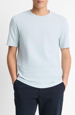 Vince Stripe Pima Cotton Piqu&eacute; T-Shirt in Playa Blue/Natural at Nordstrom Rack, Size X-Small