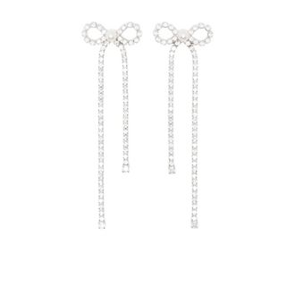 Self Portrait Crystal Bow Droplet Earrings - Dames - Oorbellen - Grijs - ONE Size - Accessoires